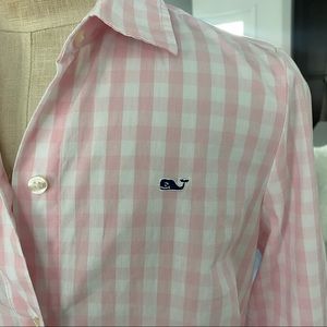 Vineyard Vines Pink White Gingham Top